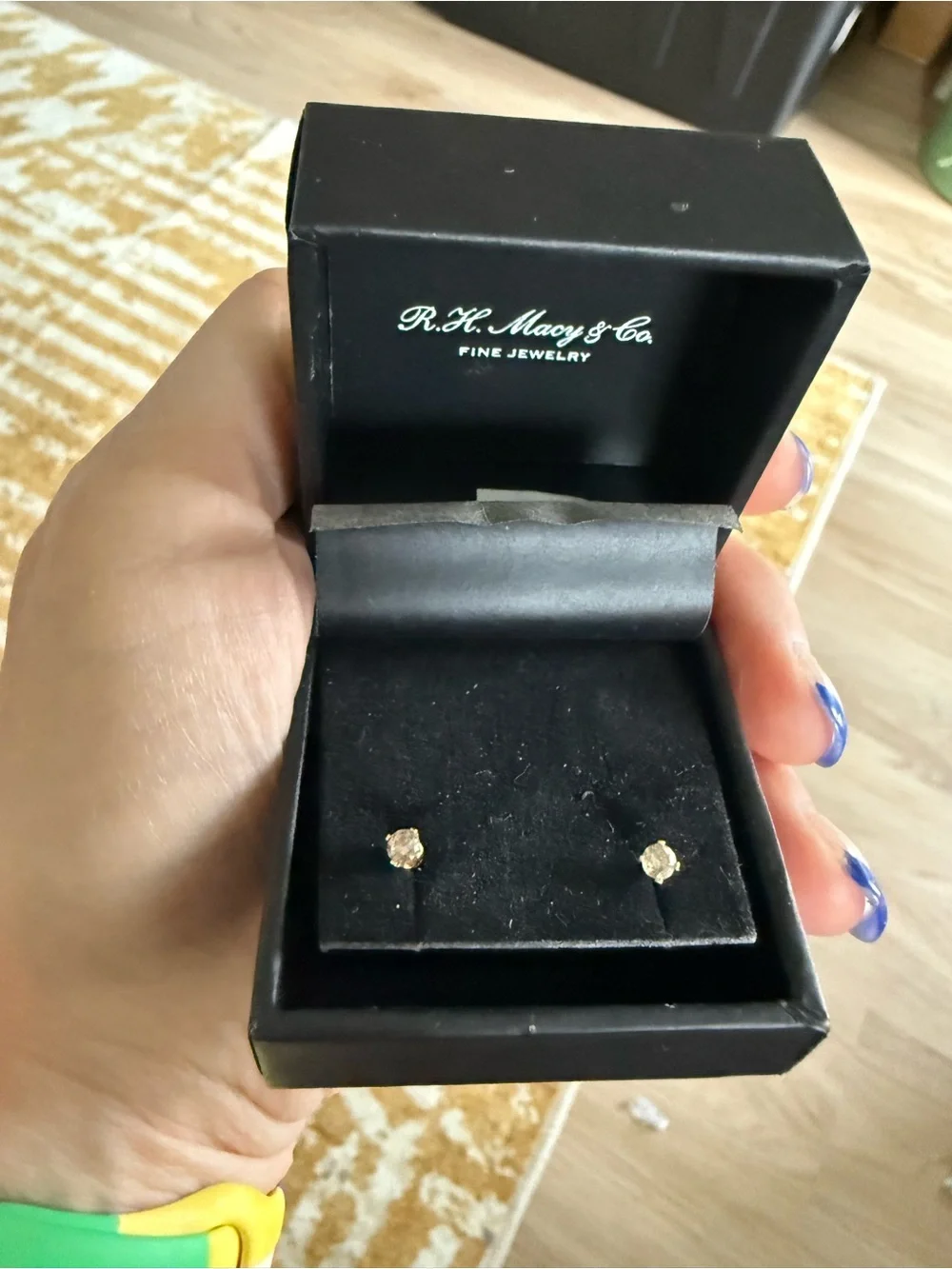 Macy’s Fine Jewelry 14K Yellow Gold Genuine Diamond Stud Earrings – .25 Total